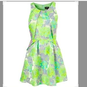 Topshop fluorescent brocade floral origami dress